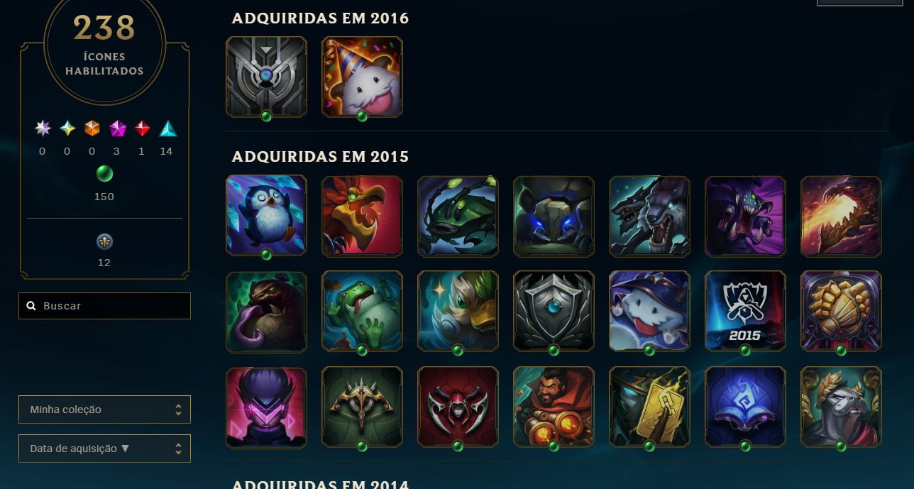 CONTA DE 2014 | DIAMANTE IV | 60% WR | 152 SKINS | TODOS CAMPEÕES