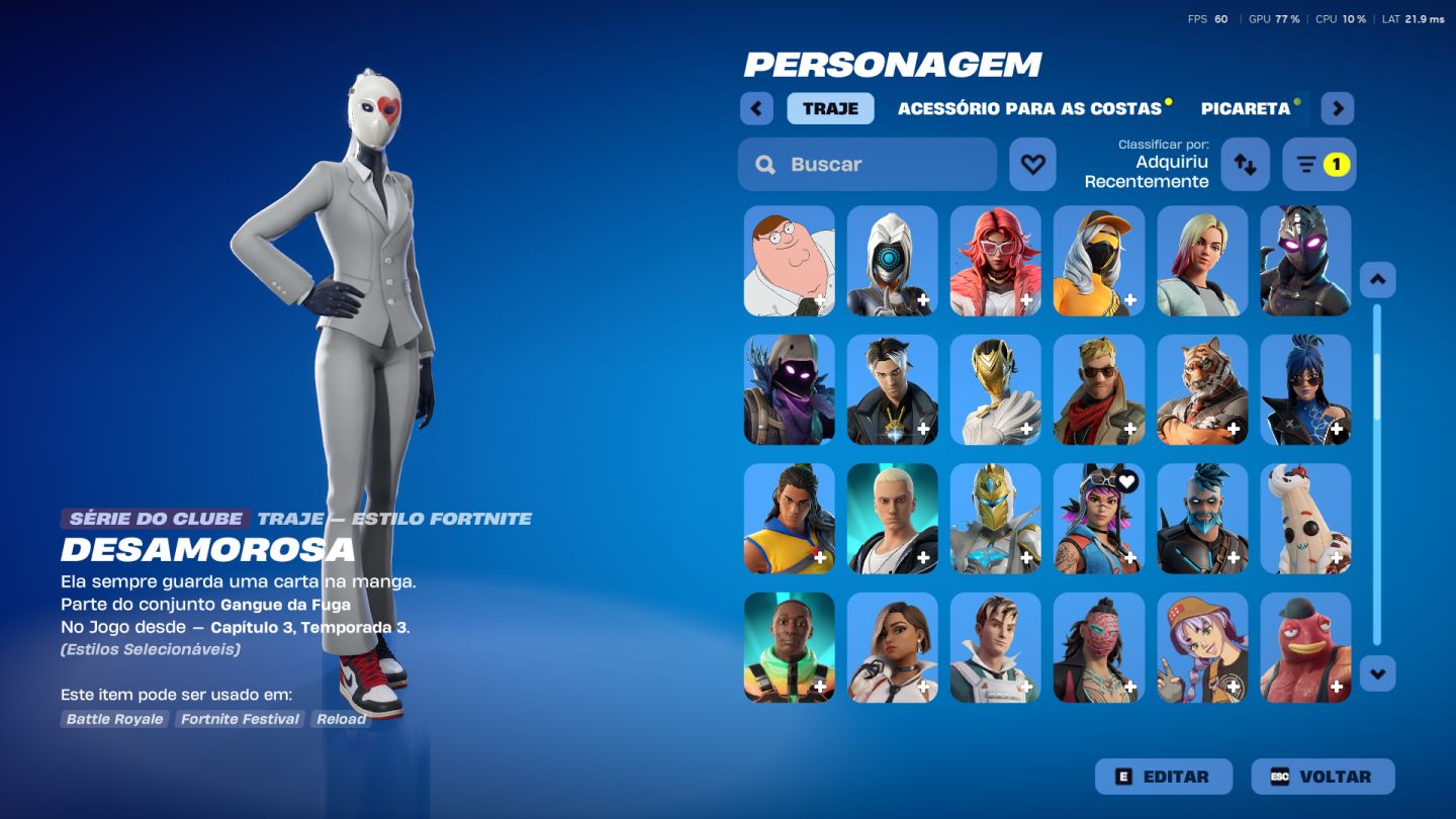 CONTA FORTNITE, MAIS DE 2000 REAIS GASTOS COM SKINS DESDE A SEASON 7