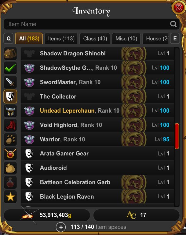 Conta AQW 15 ANOS + CHESTS + ALGUNS HARD FARMS