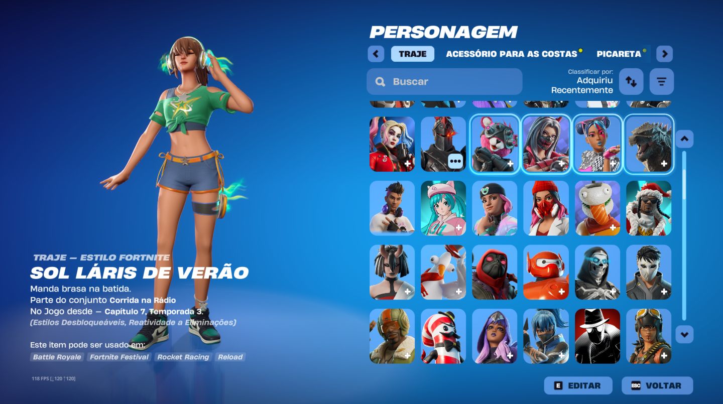 MELHOR CONTA DE FORTNITE PC 201 SKINS + MUITOS COSMÉTICOS