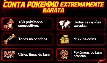 CONTA POKEMMO COM +60 POKES COMP 15+ POKE FARM E 11KK