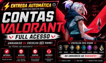 ONTAS VALORANT FULL ACESSO ESCOLHA SEU RANK (ENTREGA AUTOMÁTICA)