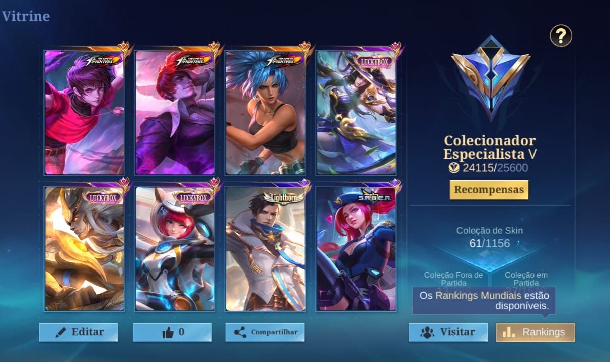 CONTA MOBILE LEGENDS ANTIGA | 80 SKINS | 3 KOF + 3 LUCKY BOX | ACEITO PROPOSTAS