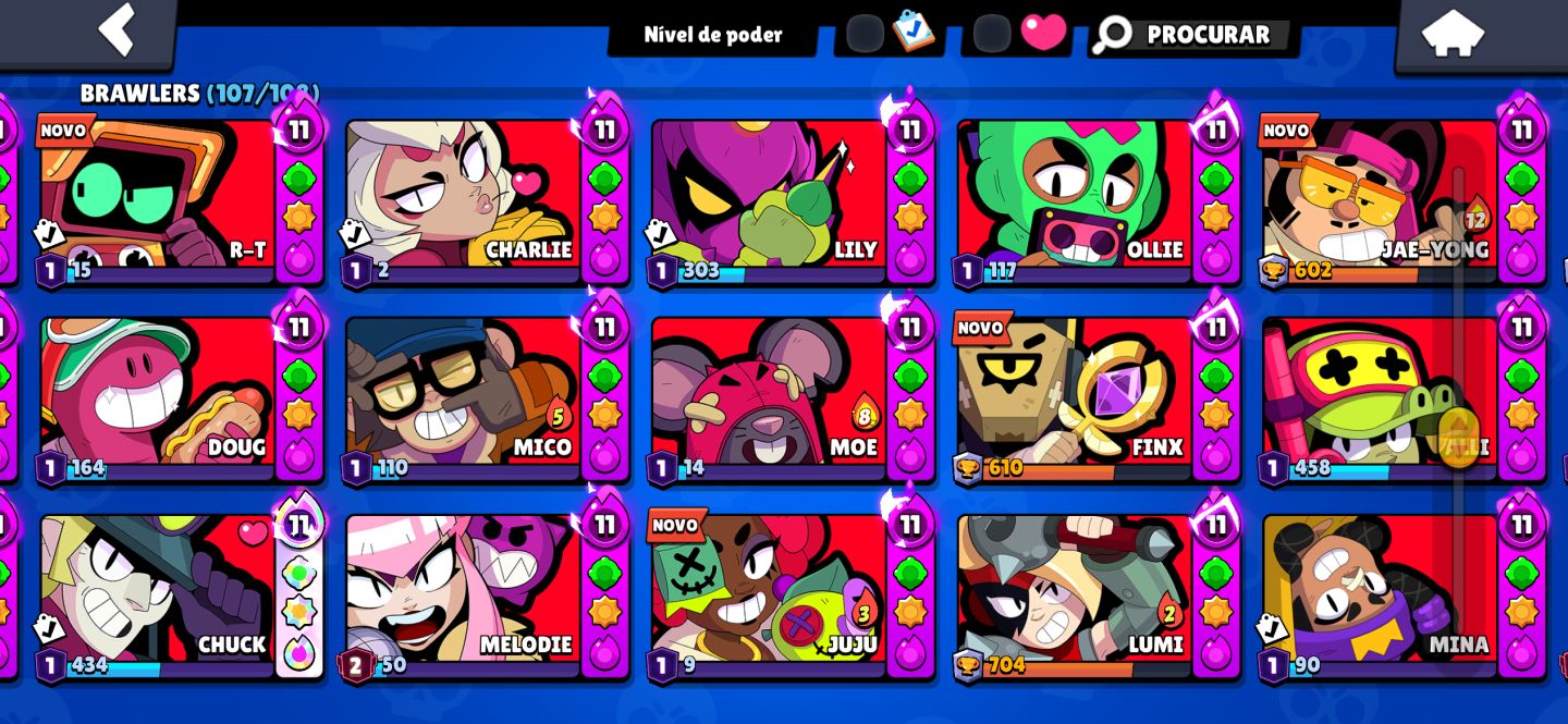 Conta de Braw Stars mestre com muitas skins lendárias e miticas