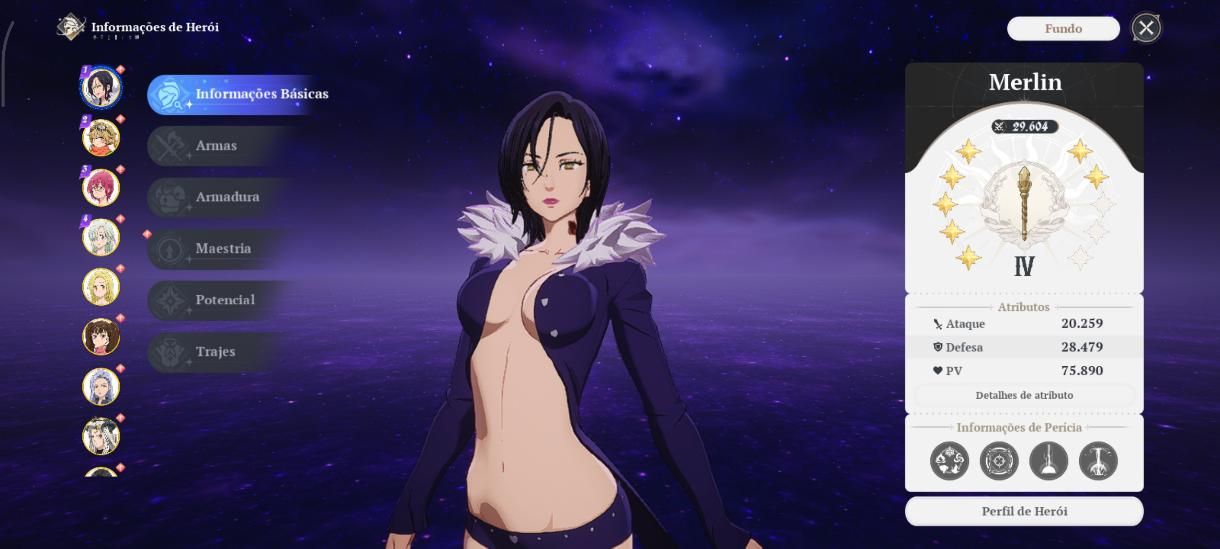 Conta de the seven deadly sins mutio forte,personagens c7 e c9 servidor américa