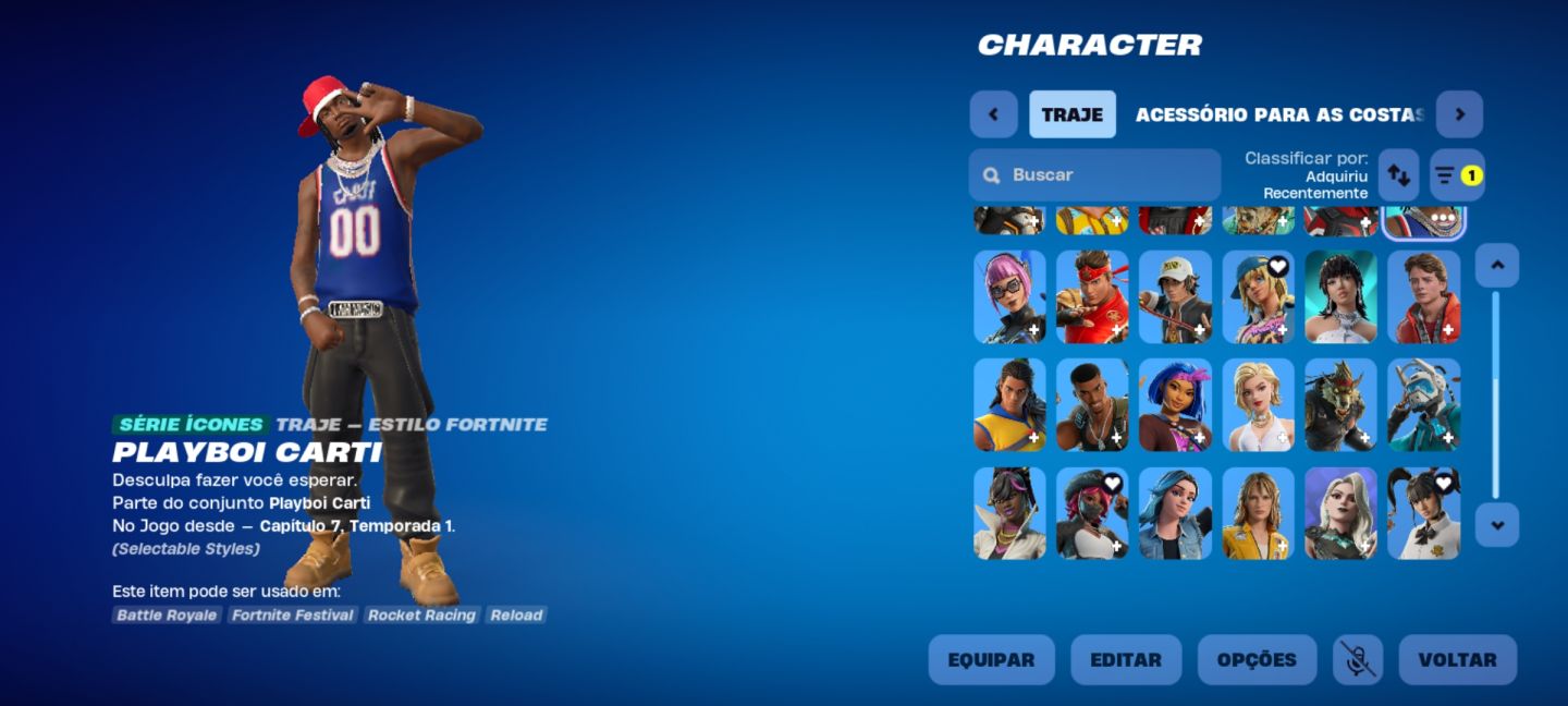 CONTA FORTNITE BUNDLE PLAYBOI CARTI COMPLETO