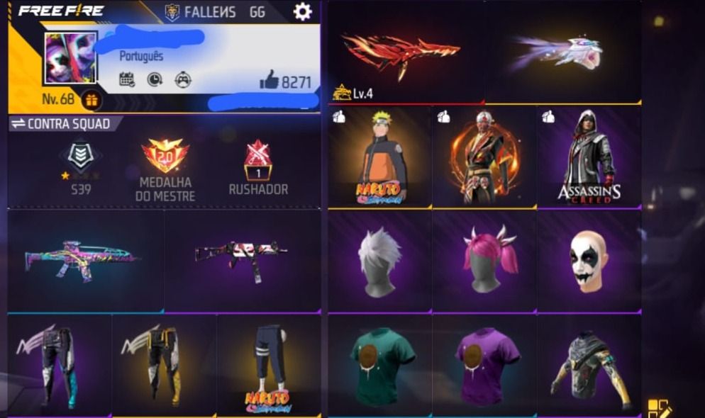 Conta de Free Fire criada em 2018 gemada