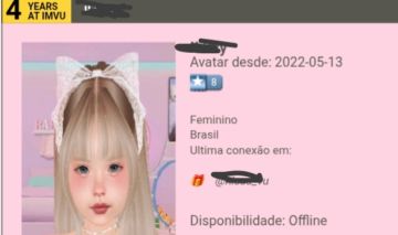 CONTA IMVU UNISSEX 4 ANOS
