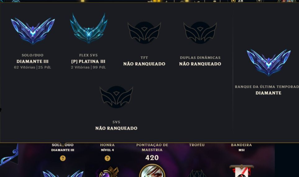 Conta Diamante 2 c decay mono riven + conta esmeralda brinde