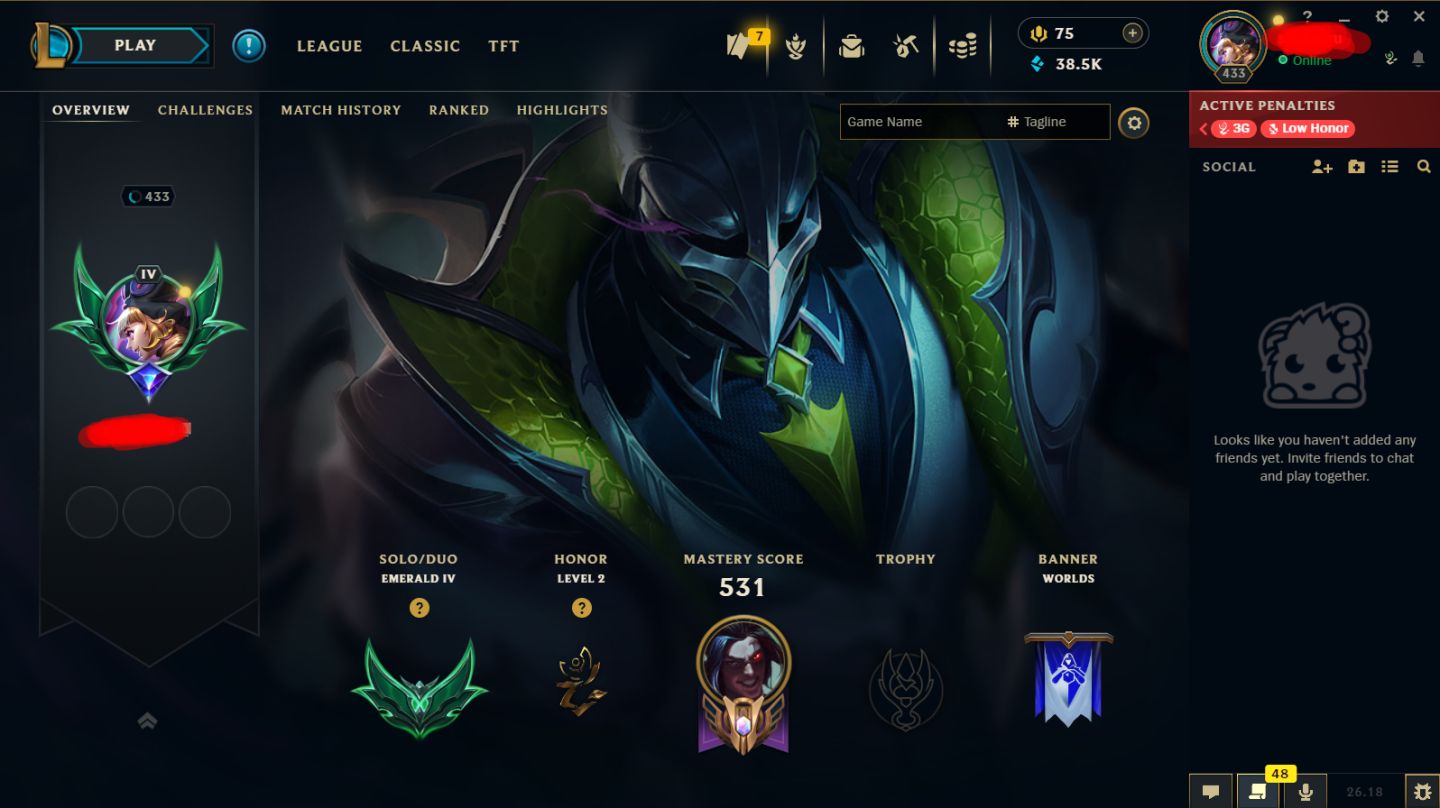 Conta PREMIUM Esmeralda 4 59% Winrate TODOS OS CHAMPS