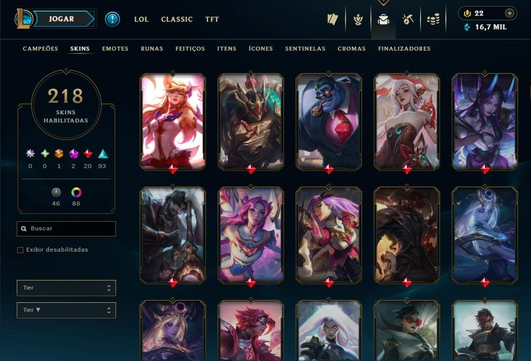 Conta lol gold level 500 280+ skins otima para mono riven, zed, yasuo e irelia