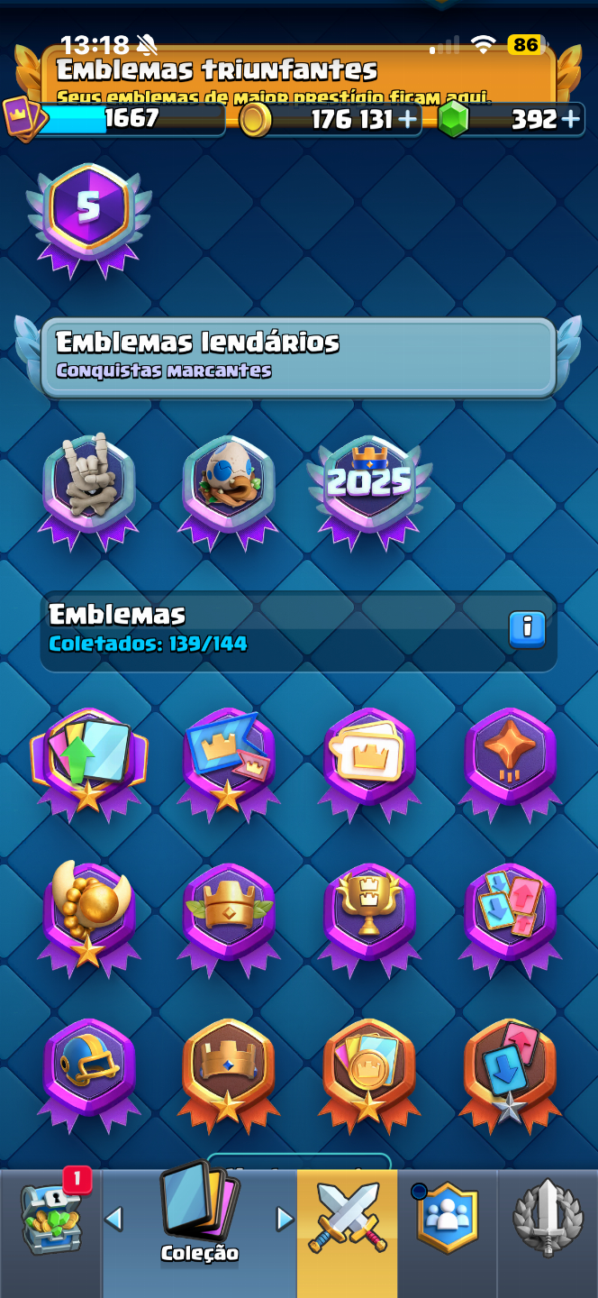 CONTA CLASH ROYALE LEVEL 15 - 10529 TROFEUS - DECK LOGBAIT MAXIMIZADO LEVEL 16