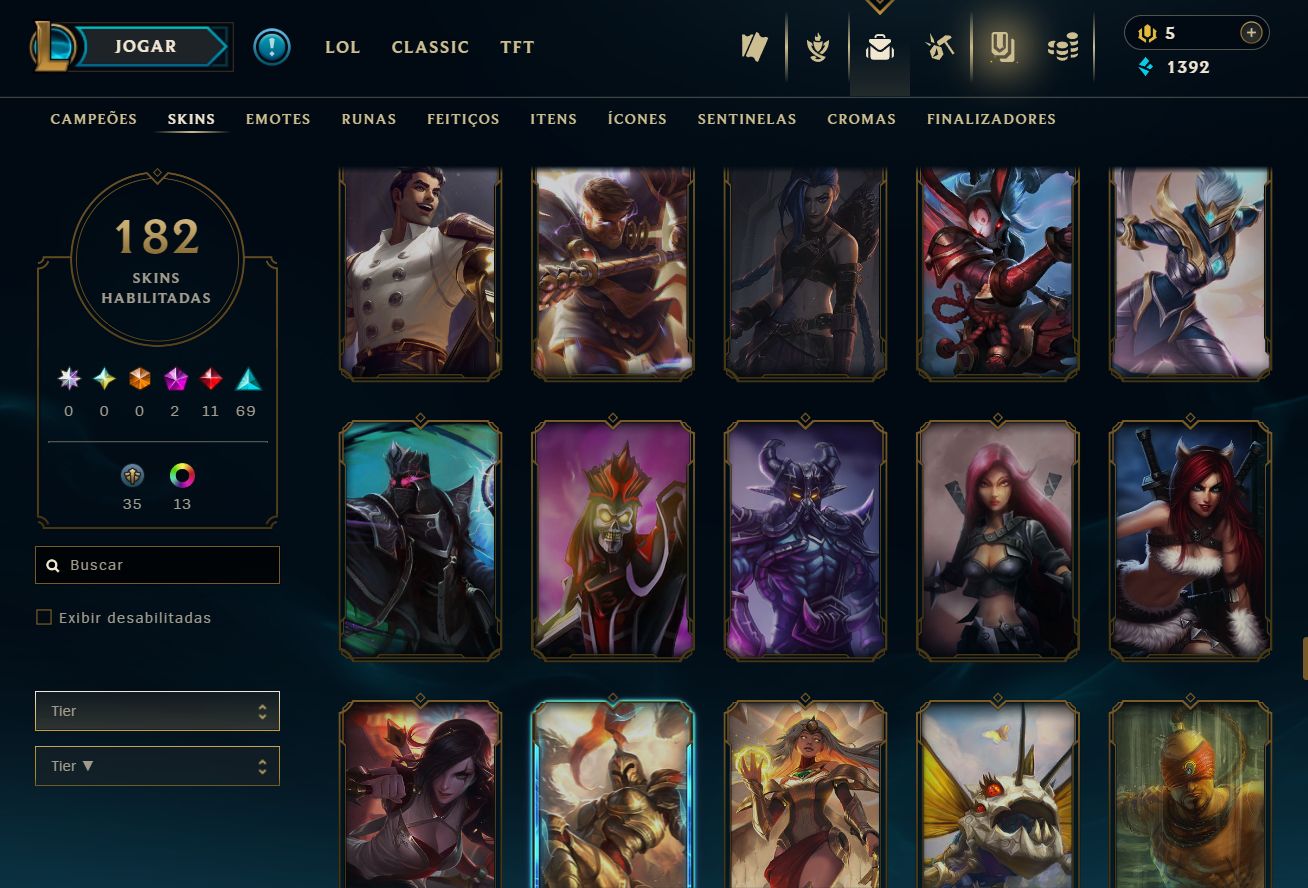 CONTA UNRANKED - 182 SKIN - FULL CHAMP + PREÇO BAIXISSIMO! - 100% SEGURA!