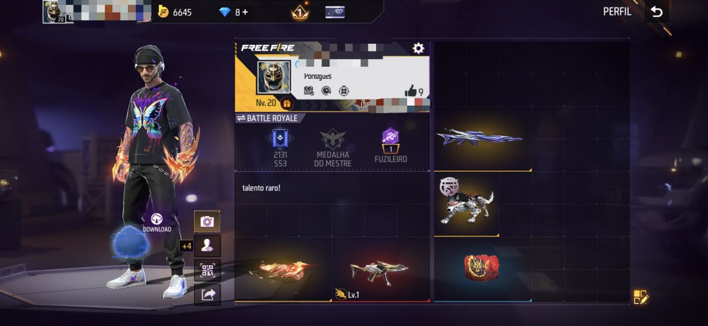 [FREE FIRE] CONTA COM PUNHO FÊNIX FRAGMENT +MP5 EVO+PAREDE DE GEL DRAGÃO DOURADO