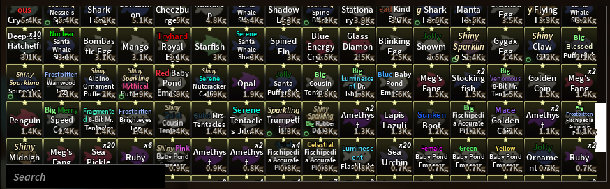 Fisch - itens, relics e peixes raros (via trade plaza)