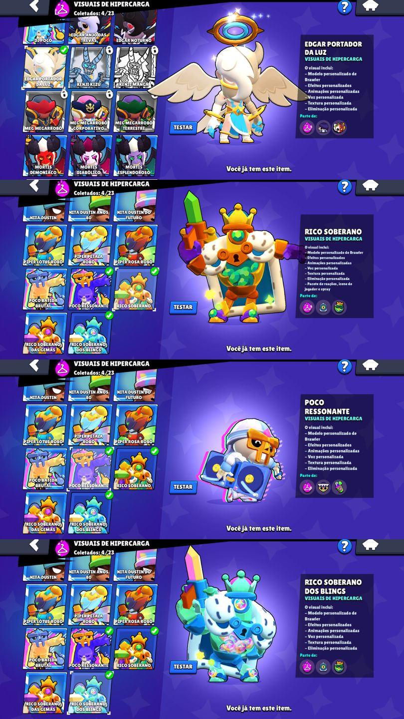CONTA DE BRAWL STARS 15.7K DE TROFEUS |80 BRAWLERS | 4 SKIN DE HIPER