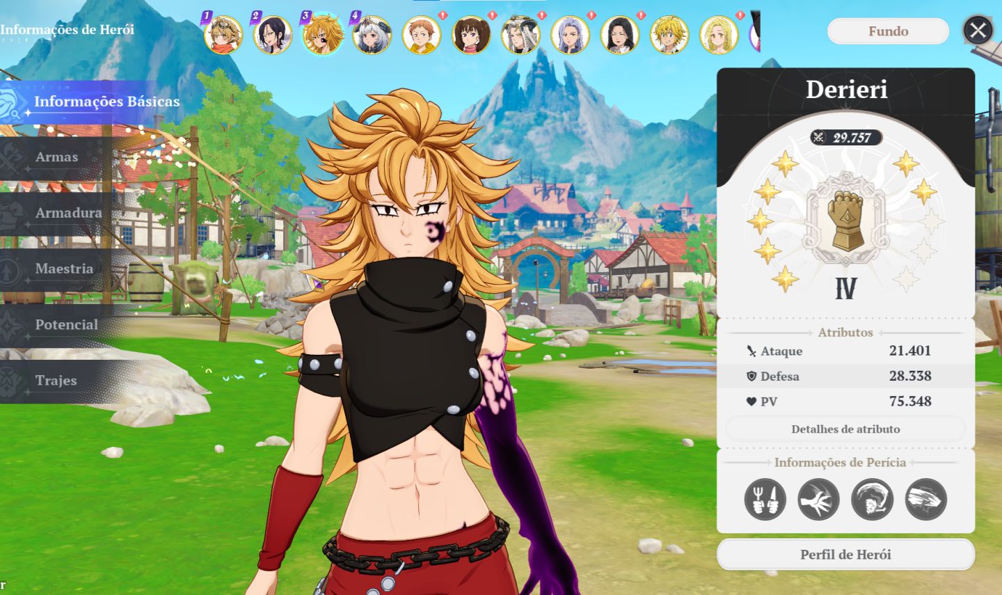 7DS ORIGIN | CONTA COM DERIERE P7 + MERLIN P5 + PERSONAGENS E RECURSOS