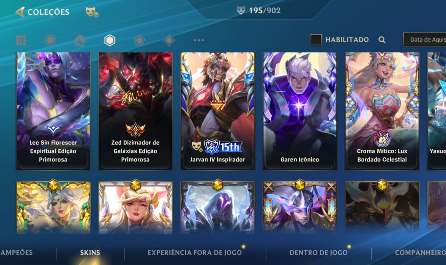 Conta de wild Rift com inúmeras skins