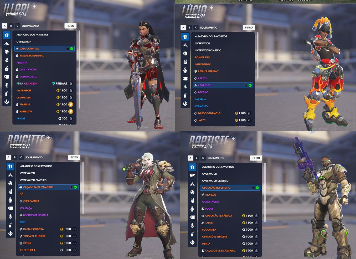 Conta Overwatch Platina + 100 Skins + 2 Arma Mitica + 3 Personagens Miticos