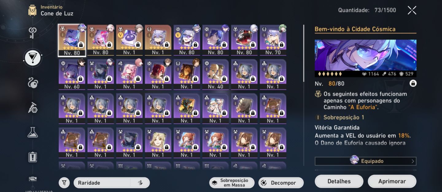 Conta hsr Silver wolf lvl 999 e0s1 + conta zzz com Remielle Aria e lucia m1w1