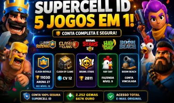 SUPERCELL ID 5 JOGOS | CR 11K + COC CV12 + BRAWL + HAY DAY