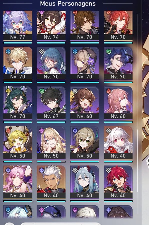 Conta Honkai Star Rail lvl 70