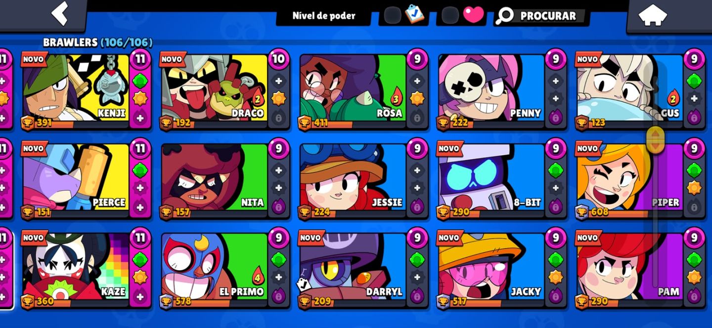 CONTA BRAWL 40K TROFÉUS | 106/106 BRAWLERS | + 200 SKINS | + 1000 COSMÉTICOS