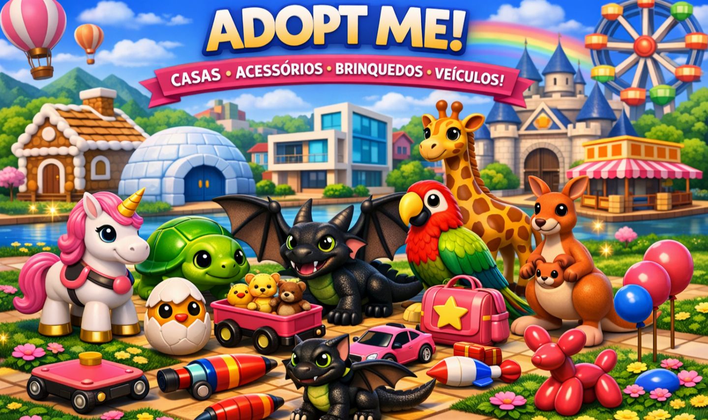 ADOPT ME! CASAS - ACESSÓRIOS - BRINQUEDOS - VEICULOS - LEIA A DESCRIÇÃO