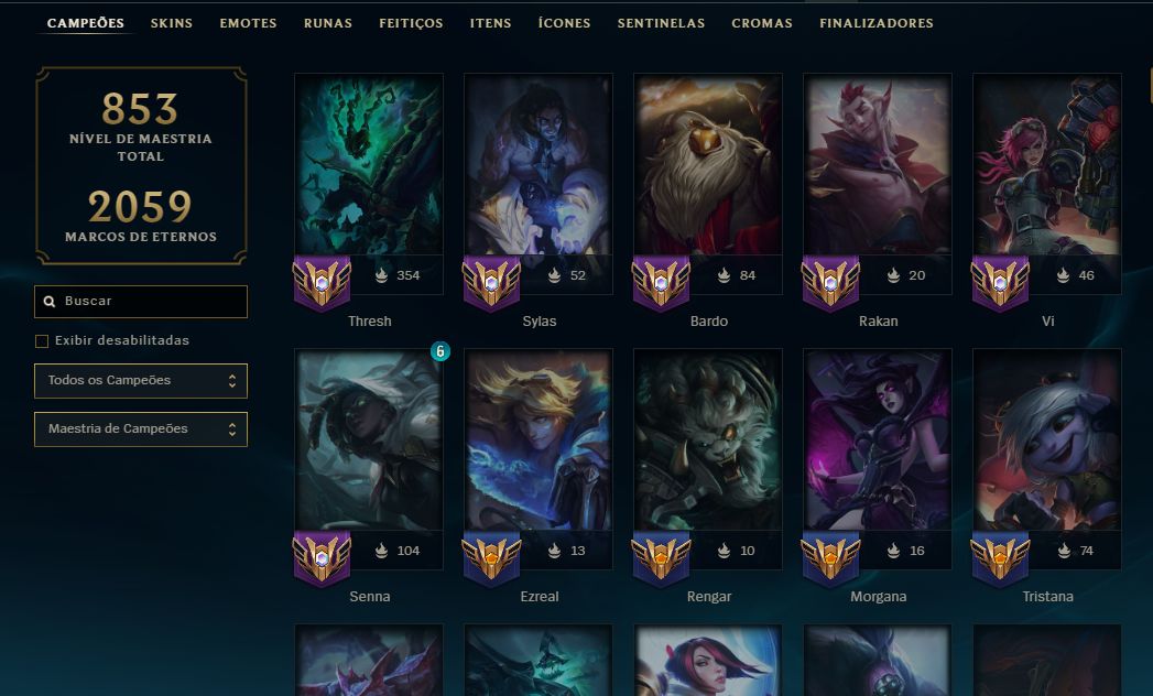 LOL BR LVL 610 FULLCHAMP | 581 SKINS | 3 ULTIMATE | 9 MÍTICAS | MAIN THRESH 415K