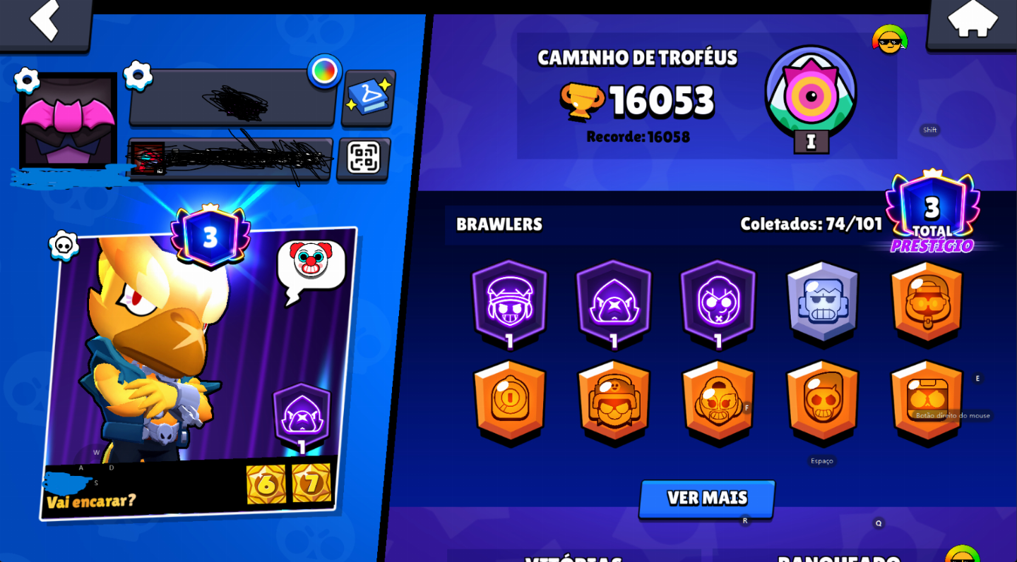 [ENTREGA AUTOMATICA] CONTA BRAWL + FULL ACESSO + 74 BRAWLERS + 3 BRAWLERS 1K