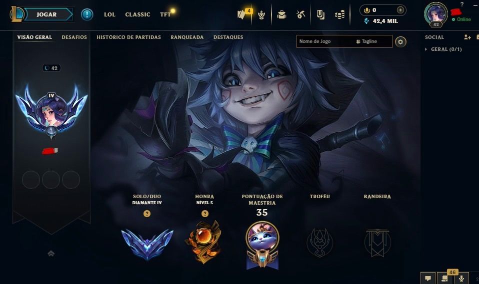 Conta main sup peel | elo : diamante 4 com 71% de WR !