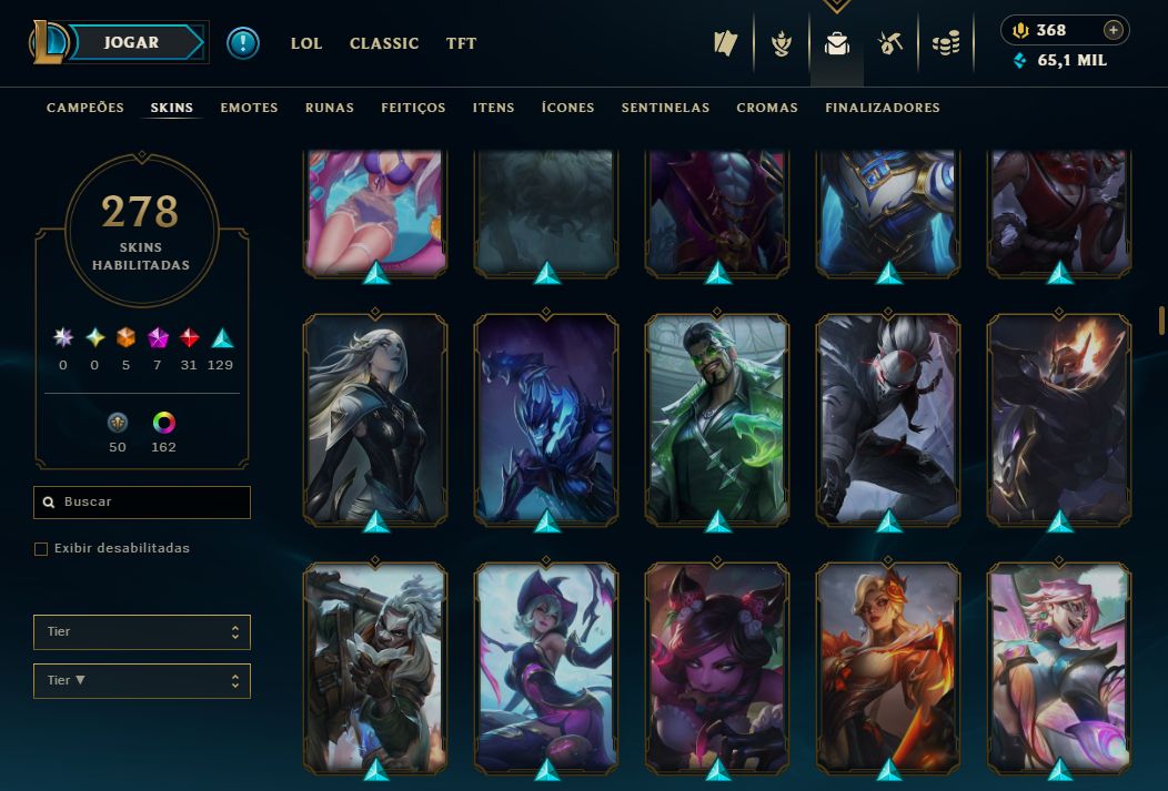 CONTA LOL: NÍVEL 773 | 278 SKINS | 5 ULTIMATE | 7 MÍTICAS | 31 LENDÁRIAS