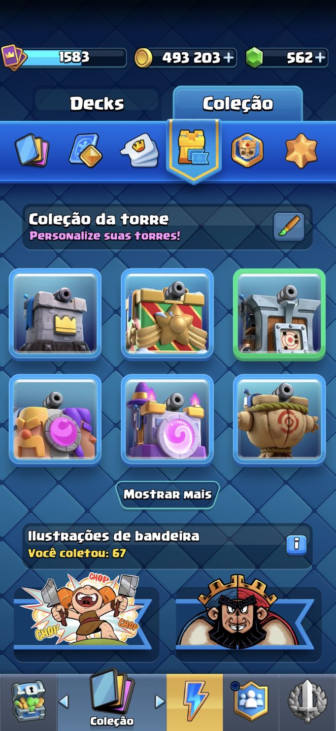CONTA CLASH ROYALE TOP 10.106 TROFÉUS |CARTAS NÍVEL 15|493K DE OURO + 562 GEMAS