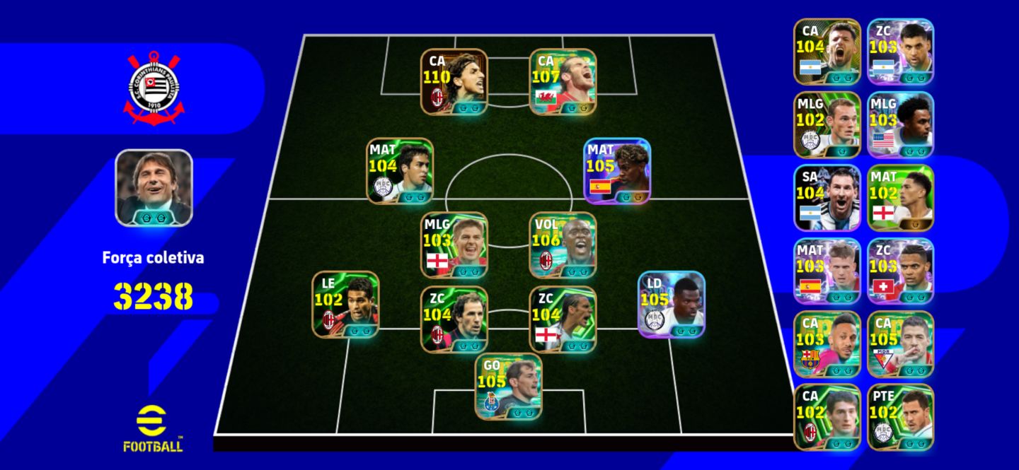 Conta Efootball - 3238 Over, Ibra 110, Bale 107, Seedorf 107, Yamal 105 e mt +