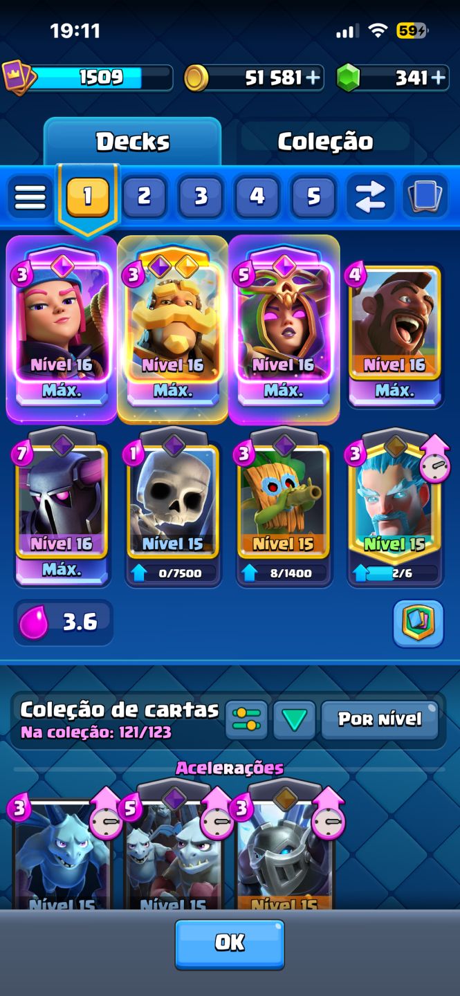 Conta de Clash Royale 11k800tf completinha
