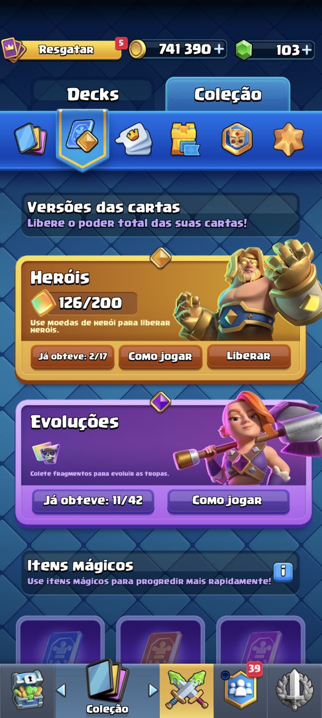 Conta Clash Royale Nível 15 121/123 Cartas | 741K Ouro | 103 Gemas