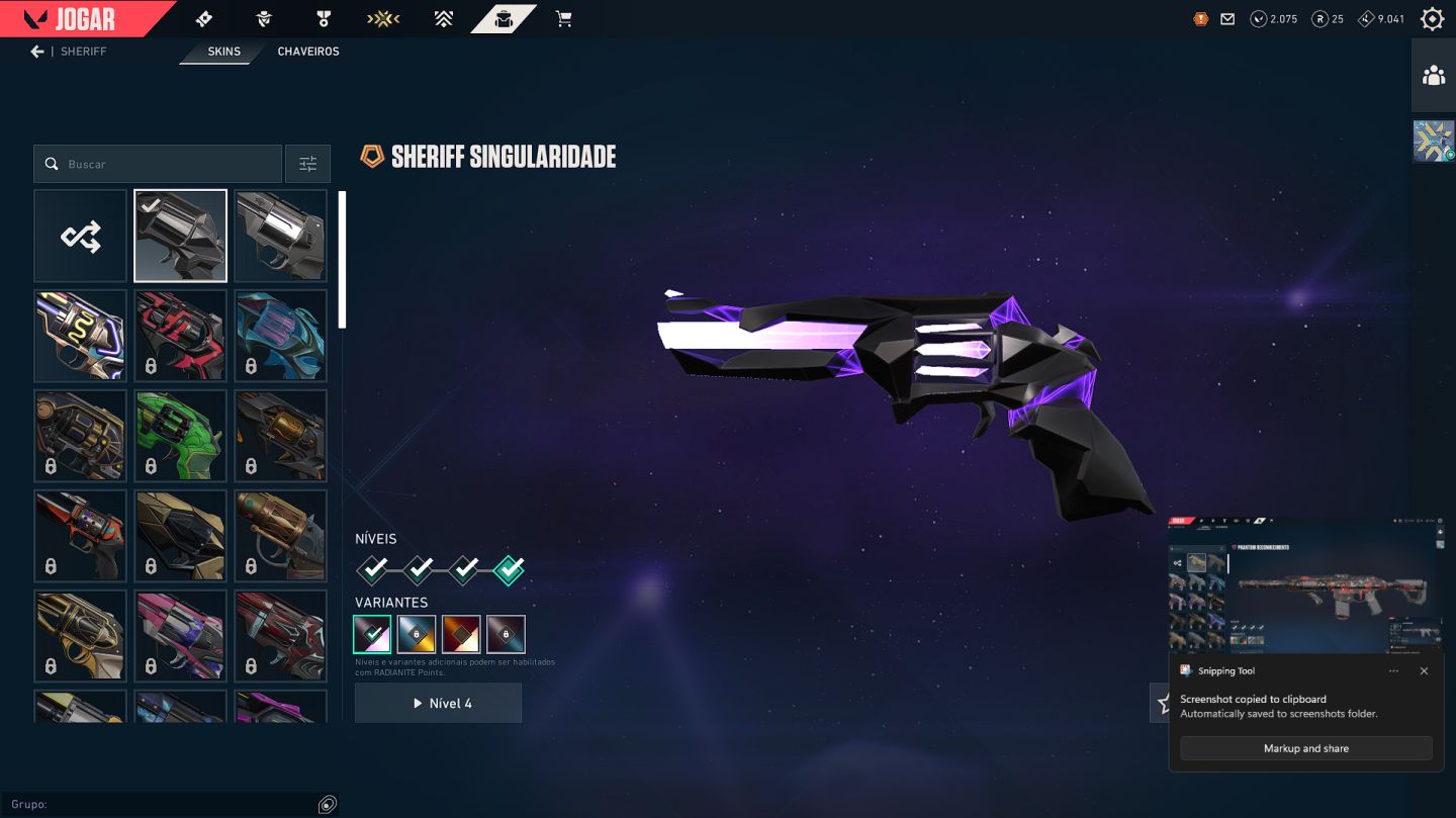 Conta valorant com skins e 2075 vp points