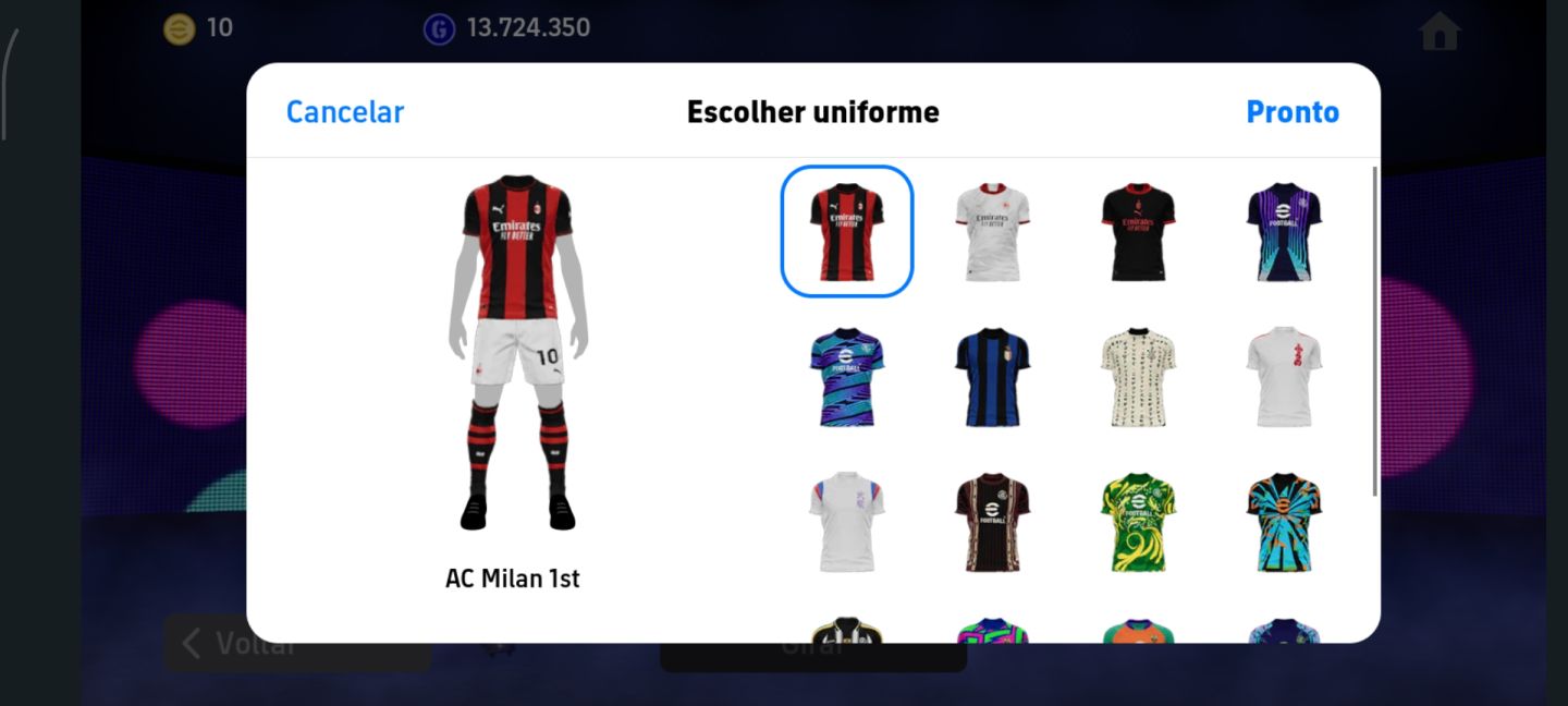 CONTA EFOOTBALL MOBILE RECHEADA DE ÉPICOS