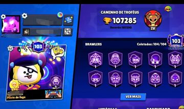 CONTA LENDÁRIA BRAWL STARS 107K TROFÉUS - 104 BRAWLERS (TODOS) 387 SKINS