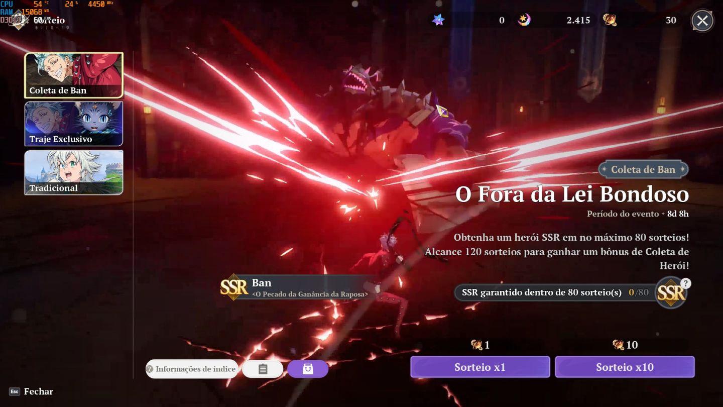 Conta com Merlin P10, Ban P10, Elizabeth P10, Todos SSRs , 7DS ORIGIN
