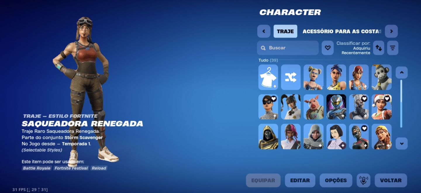 CONTA FORTNITE FULL ACESSO COM 39 SKINS / RENEGADE RIDER E MUITO MAIS!