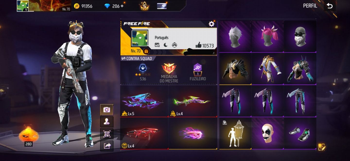 Conta free fire gemada com barbinha, punho, bandeirao, evolutiva 7 anos de idade