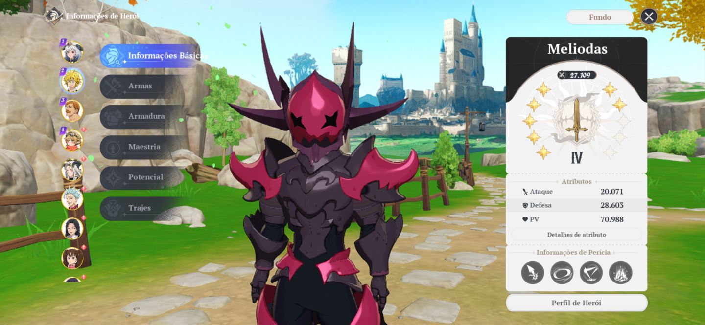 The Seven origin Conta com 24 dos 27 heróis ativo na conta atualmente