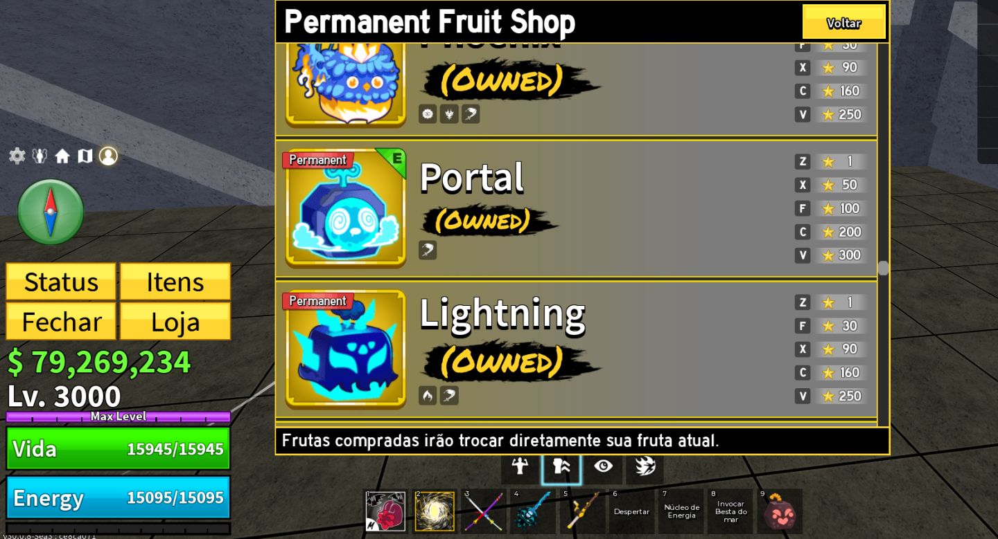 CONTA BLOX FRUITS LEVEL 3000 | 16 PERMS | TODAS AS GAMEPASSES | 6 V4 FULL