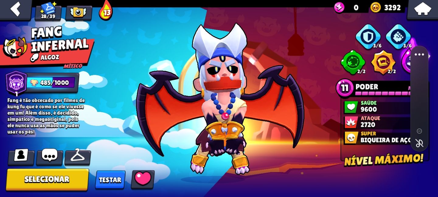 Conta de brawl stars com 54495 troféus, 108 brawlers, fama solar, e skins raras