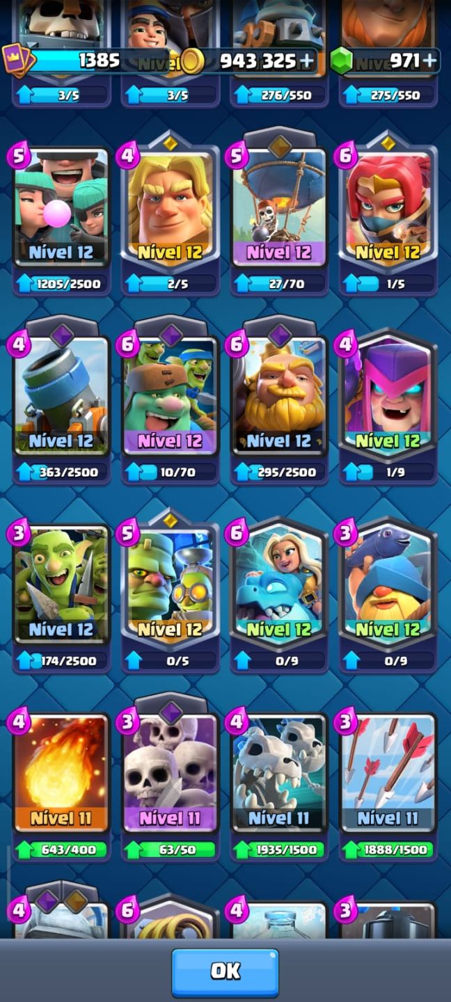 CONTA CLASH ROYALE REI 14 |10.7K TROFÉUS |940K OURO | 11 EVOLUÇÕES | FULL ACESSO