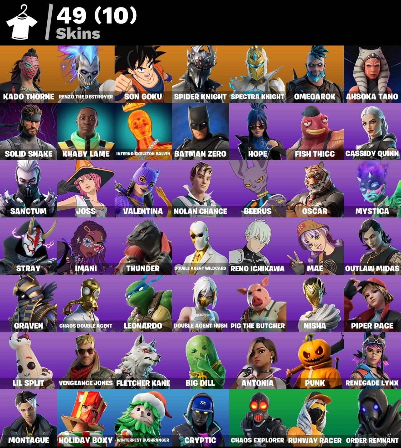 CONTA DE FORTNITE COM 48 SKINS | Son Goku | PROMOÇÃO!