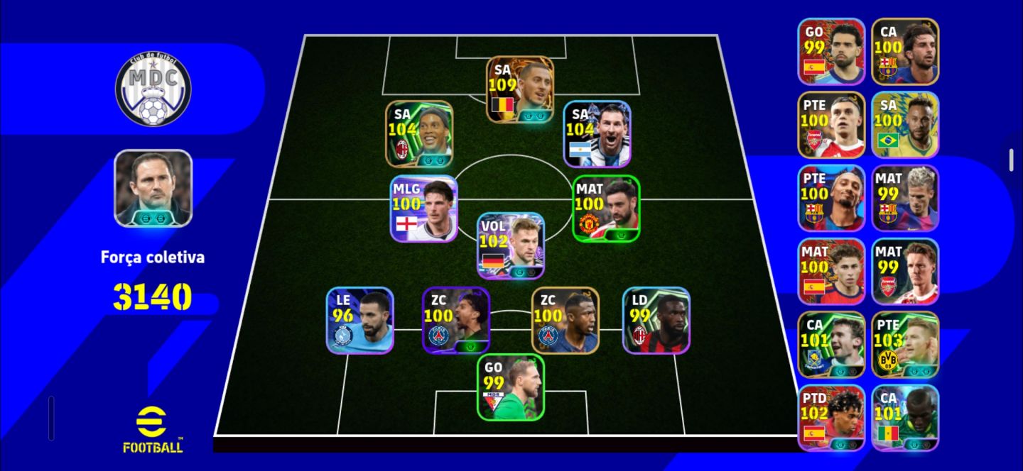 Conta eFootball para rápido com hazard 109 e Ronaldinho 104