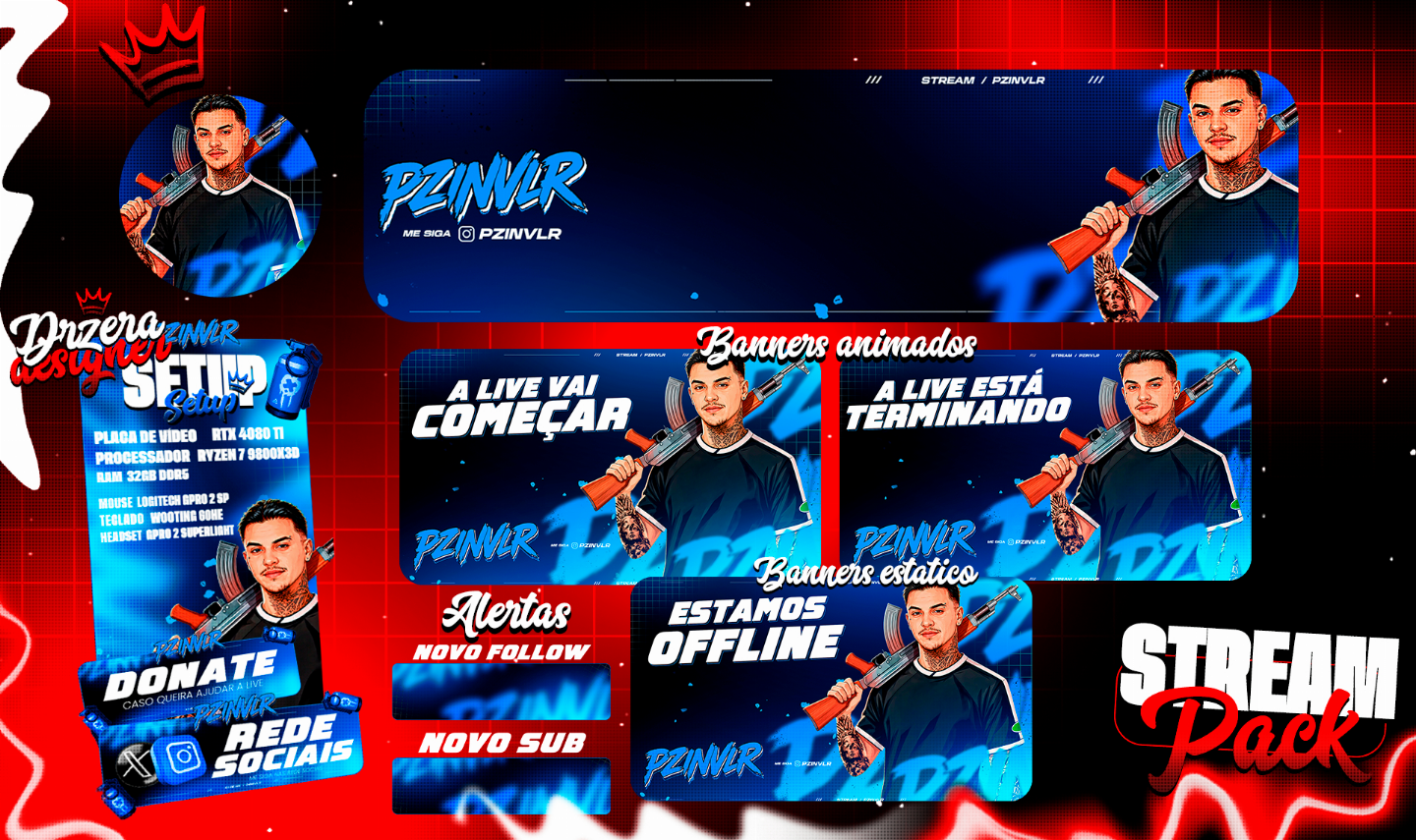 DESIGNER PROFESSIONAL - YOUTUBE, TWITCH, INSTAGRAM, DISCORD, E MAIS