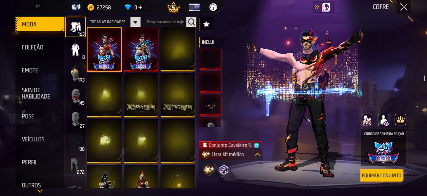 CONTA DE FREE FIRE [LV-65] COM RAGNAROK (M) E O PET PORING